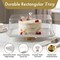 Basicwise Plastic Cake Stand with Clear Flat-Top Cover and Gold Handles Ribbed Serving Tray for Cupcakes Fruits Salads and Desserts Transparent Table Display for Parties and Events